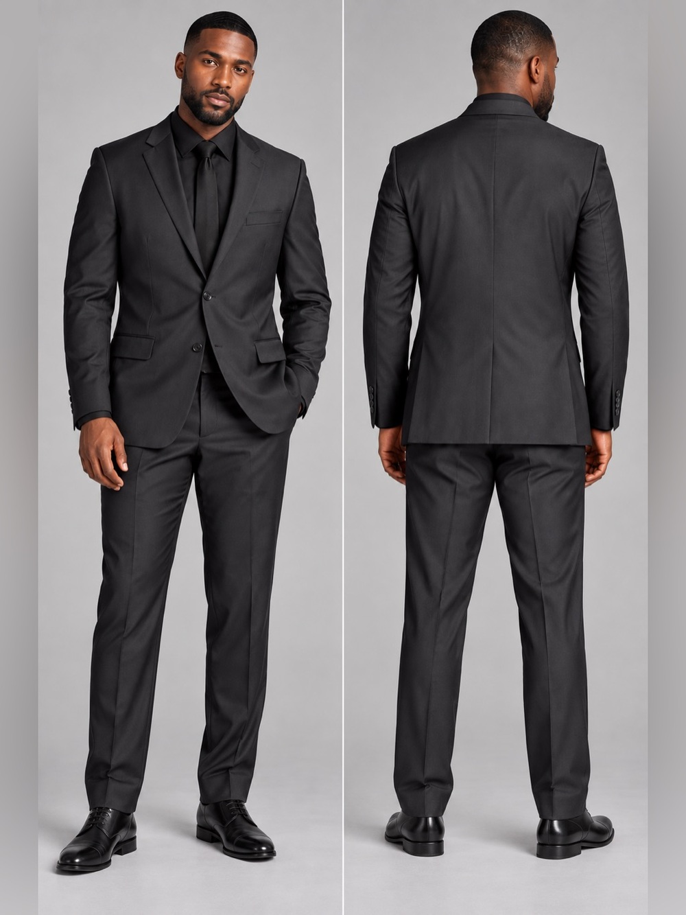 Dior Homme 100% Virgin Wool Suit 2-Piece Set Black 52R / US 42R 37x32